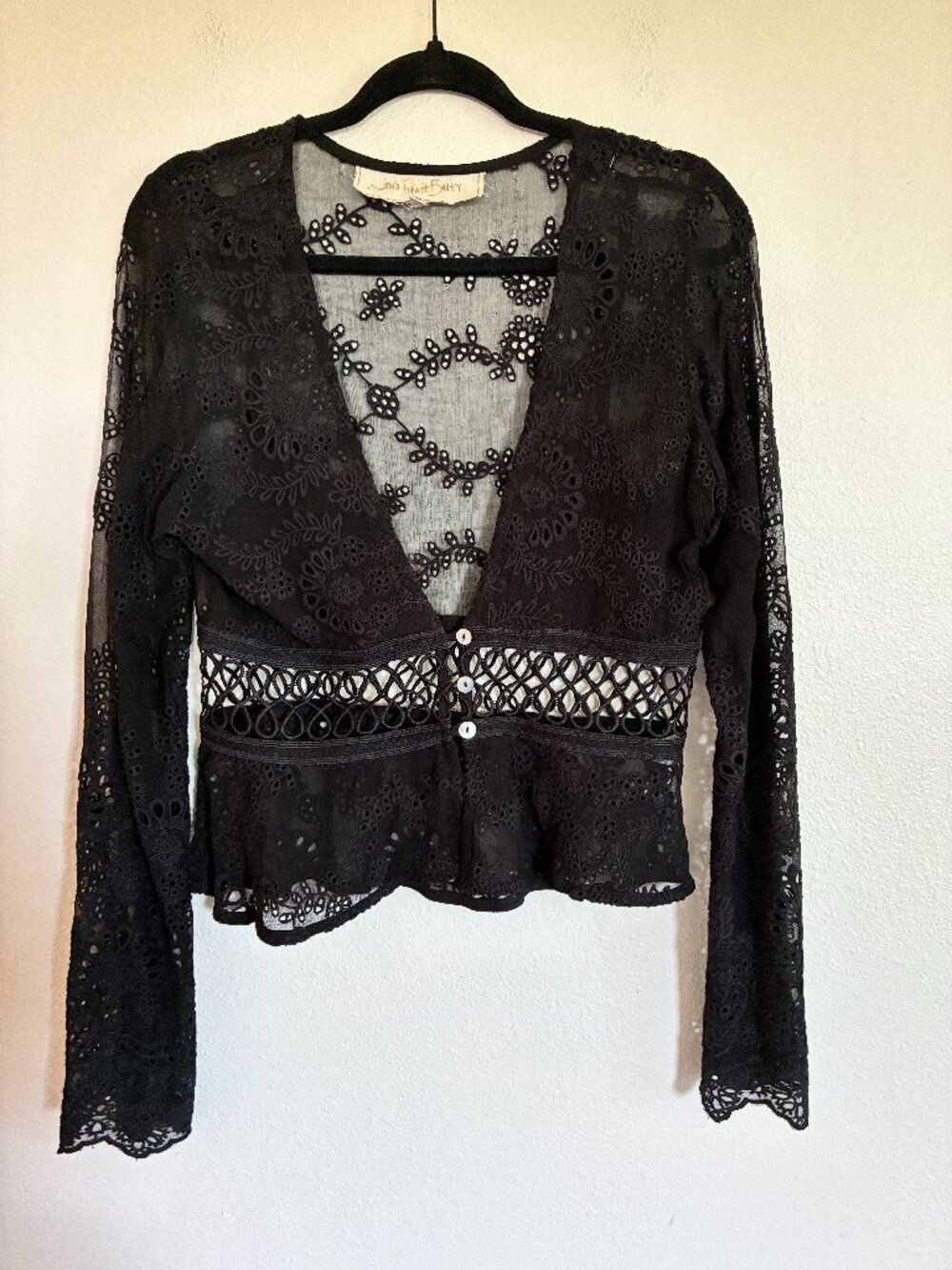 Jens Pirate Booty Black Sierra Madres Mesh Eyelet Crochet